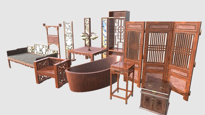 Chinese Interior Pack Vol.1 3D Model