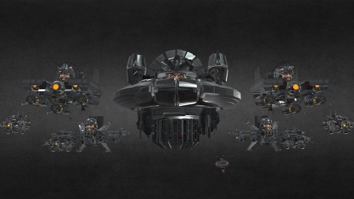 Astro fleet invades earth 3D Model
