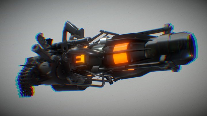 Astro Toilet Gatling Gun 3D Model