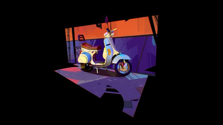 scooter Handpainted 3D Model